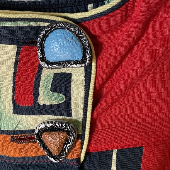 Componix - Marsha Brander Vintage USA Abstract Art Faux Wrap Full Skirt 10 - Picture 3 of 15